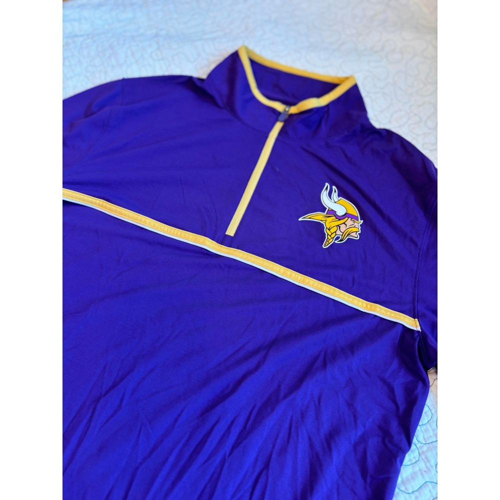 Minnesota Vikings NFL Team Apparel Purple Yellow Quarter Zip Pullover Men's M - Picture 2 of 4